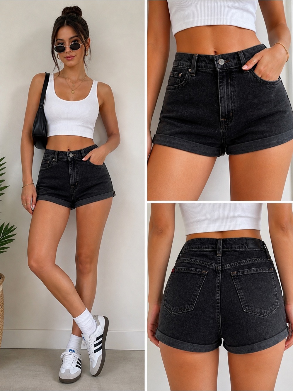 BDG Black Mom  High-Rise Rolled Hem Denim Shorts Size 31